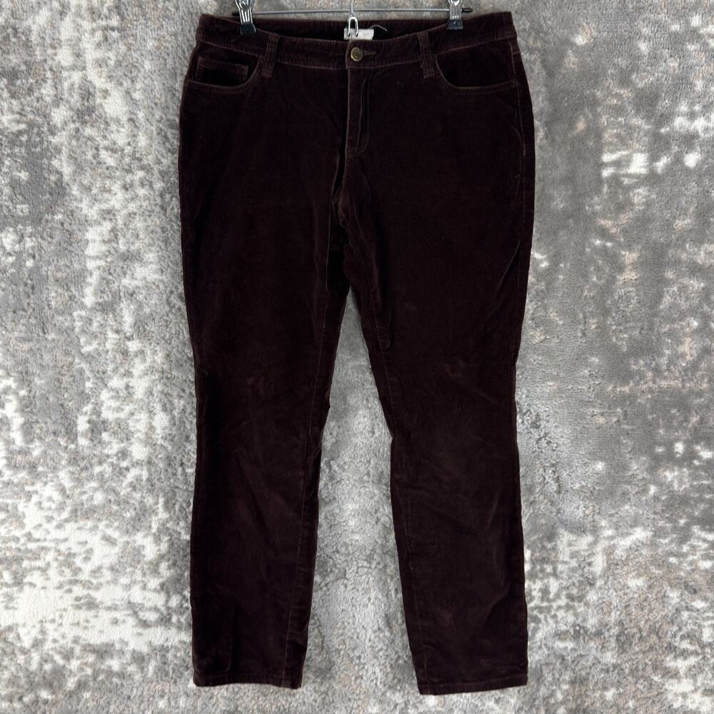 Garnet Hill Size 6 Velvet Jean Pants‎ Purple Brown Button Zip Casual Stretch